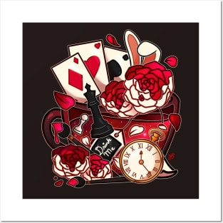 Alice in Wonderland Teacup - Painting Roses Posters and Art